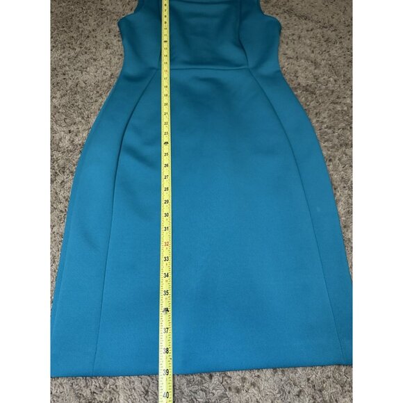 CALVIN KLEIN Green Scuba Sheath Dress Pencil Office Business Classic Career Sz 8 - Picture 7 of 8
